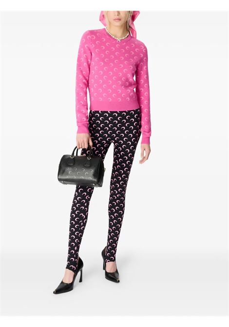 moon jacquard knit fitted crewneck sweater woman pink MARINE SERRE | WTK014BCKNI0530PK30